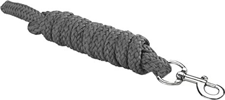 Start Lace 2m Führstrick mit Panikhaken und Karabinerhaken für Pferd - Anbindestrick in verschiedenen stylischen Designs, Führleine, Anbindeseil Pony, Esel, Ziege (Dunkelgrau, Karabinerhaken)