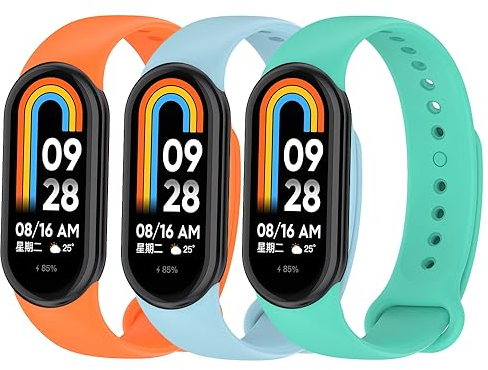 ACETCHS Armband Kompatibel mit Xiaomi Mi Band 8 Armband, Silikon Ersatzbänder Ersatz für Xiaomi Mi Band 8 (Orange/Blau/Mint)