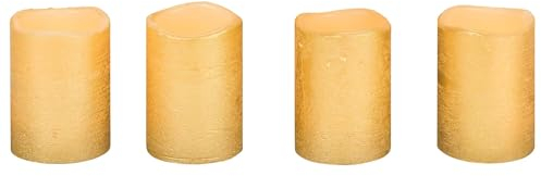 Livarno LED Echtwachskerzen inkl. Batterien - Weihnachten X-mas Deko Timer (4er Set, Gold)