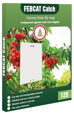 12 Pièces de Piège à Carpocapse des Fruits, Anti Mouche Cerise Double Face, Piège Moucheron Cerisier, Piège à Contre la Mouche, Pièges à Insectes Mouches Pucerons Mites pour Jardin (15x20cm)