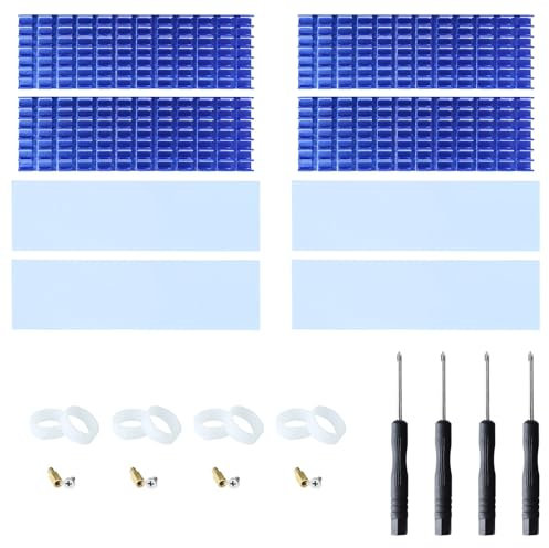 M.2 SSD Heat Sink with Thermal,4 Sets Dissipatori Calore in Alluminio con Nastro,SSD M.2 Dissipatore,Termoadesivo Heatsink,Kit Dissipatore Calore Rame,Chipset Dissipatore di Calore,per raffreddamento