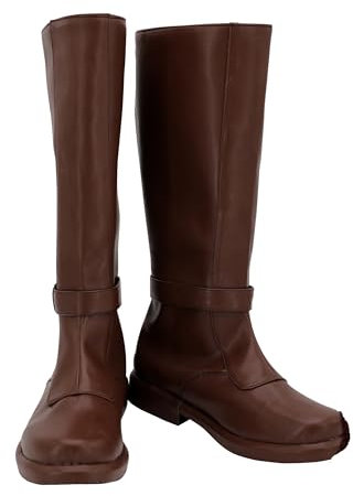 Helltaker Herren Ritter Stiefel Cosplay Schuhe Mode Braun Lange Stiefel für Halloween Karneval Party, männlich, 46 EU