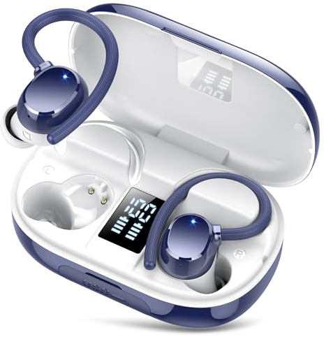 Auriculares Inalambricos, Auriculares Bluetooth 5.3 HiFi Estéreo Deportivos con 4 ENC Cancelacion Ruido HD Microfono, 128H Cascos Inalambricos Bluetooth LED Pantalla,IP7 Impermeable para Running Sport