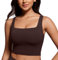 CRZ YOGA Women's Butterluxe Square Neck Sports Bra Padded Wireless Crop Top Gym Workout Tank Tops Camisole with Built in Bra Hot Fudge Brown 10