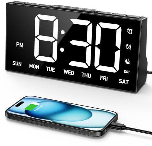 GOLOZA Digital Alarm Clocks for Bedrooms, Digital Clock with 4 Level Brightness +Off, Dual Customizable Alarms, USB Port, Power-Off Memory, Snooze, DST, 12/24H, Desk Clock for Kids Adults Elderly