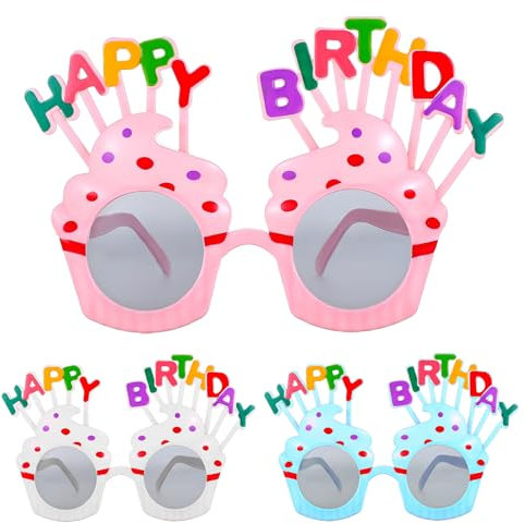 oruola 3 Stück Happy Birthday Brille,Partybrille Geburtstag,PartyBrillen,Bunt Party Sonnenbrillen für Kinder und Erwachsene,Photo Booth Requisiten für Partys Geburtstag