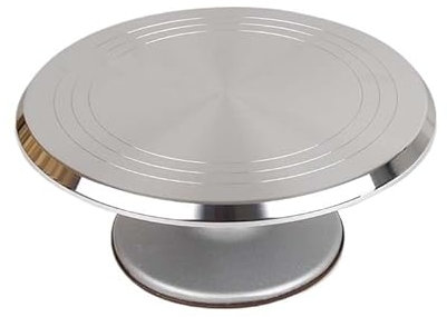 YUEKOPOU Aluminum Alloy Cake Turntable,Rotating Cake Stand Aluminum Alloy Cake Turntable 12-inch Silver