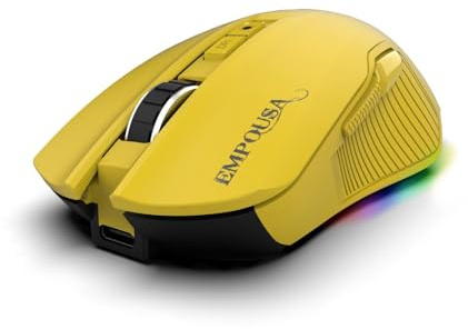 İnca IMG-328MX kabellose Gaming Maus – Leichtgewicht 89 g, 7200 DPI Sensor, Multi-Verbindung (2,4G/BT1/BT2), Energiespar-Ruhemodus, RGB Gaming mause, 7 programmierbare Tasten - Gelb