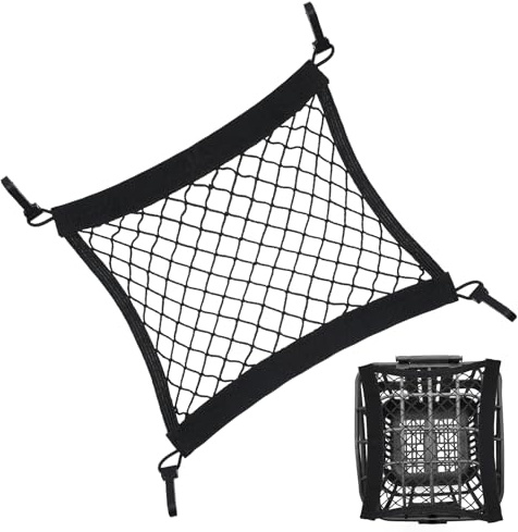 LXUEJIE Gepäcknetz, Elastisches Fahrradnetz 30x28.5 cm 1 Pc Netz Für Fahrradkorb Hinten & E-Bike Helmnetz Mit 4 Haken Schwarz Für Sicheren Halt Von Helm Und Zubehör