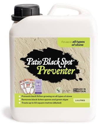 Patio Black Spot Preventer – All Stone Types – Prevents Staining and Discolouration – Stops Slippery Surfaces – Removes Green and Red Algae – Spray and Leave Patio and Driveway Cleaner – 2.5L