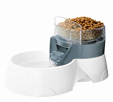 Ebi, Pet Feeder 2IN1 1200ml - 28x19x17cm Gris, pour l'Alimentation Bol/Gamelle, Gris, Chien
