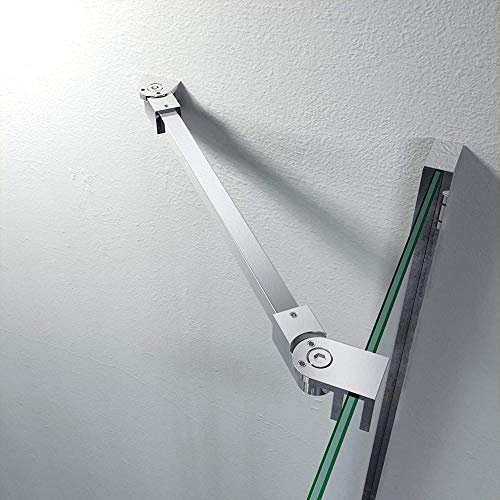 LukLoy Stainless Steel Frameless Shower Door Fixed Panel Wall-to-Glass Support Bar for 1/4 to 3/8 Thick Glass by M-Home (1100mm, Chrome)