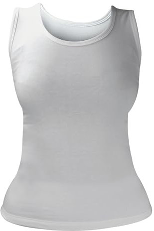 HEAT HOLDERS Ladies Sleeveless Cotton Seamless Thermal Underwear Long Top (White, Medium)