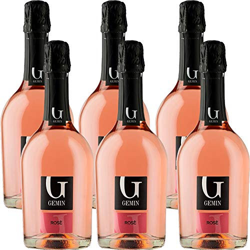 Spumante Rosè Brut | Bollicine Rosato Gemin | 6 Bottiglie 75 Cl | Idea Regalo