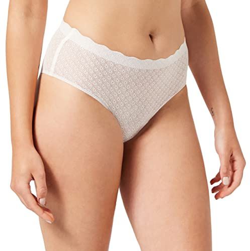 Sloggi Women's Zero Feel Lace High Waist Brief Full, White (Angora 6308), S (Size : Small)