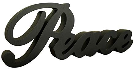 CVHOMEDECO. Mattschwarzes Holzwortzeichen Freistehender Peace Schreibtisch/Tisch/Regal/Home Wall/Büro Dekoration Art, 27,9 x 10,8 x 2,5 cm