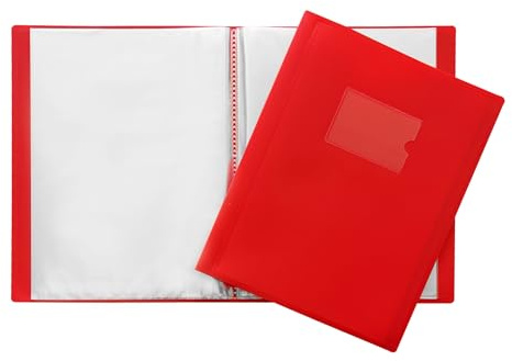 Porte-vues 20 pochettes avec couverture souple Rouge Format A4