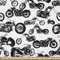 ABAKUHAUS Motorrad Stoff als Meterware, Retro Chopper Entwurf, ausdehnbar mit Elestan für Heimwerkarbeiten und Näharbeiten, 2Meters, Weiß Schwarz