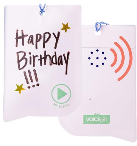 Voice Express Geschenkanhänger mit 60 Sekunden Aufnahme - Karte zum selbst besprechen - Blanko Geschenkanhänger für eigene Sprachnachrichten und Musik - DIY personalisiertes Geschenk
