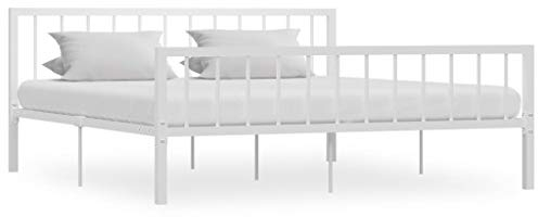 vidaXL Bettgestell Bett Metallbett Schlafzimmerbett Doppelbett Bettrahmen Schlafzimmermöbel Ehebett Lattenrost Weiß Metall 180x200cm