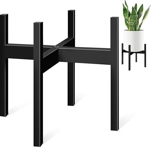 ZMTECH Plant Stand, Mid Century Metal Plant Holder (Pot Not Included) Corner Indoor Outdoor Tall Black Flower Pot Holder, Fits 25.4cm Pot