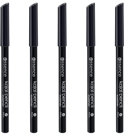 Matita kajal essence, matita kajal, 01, nero, a lunga tenuta, definente, vegana, senza particelle di microplastica, confezione da 5 (5x1g)