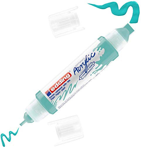 edding 5400 Acryl 3D Double Liner - türkis - 1 Acrylfarbe Tube - Doppel-Spitze 2-3,5-10 mm - Acryl Farben zum Malen auf Leinwand, Malpapier und Holz - Acrylstifte wasserfest in Künstlerqualität