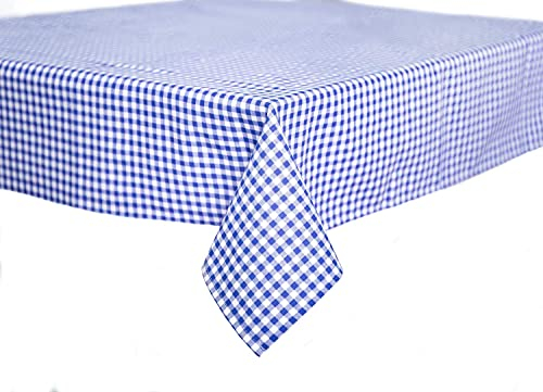 texpot Landhaus Tischdecke 130 x 220 cm blau-weiß Kariert 5 mm Karo 100% Baumwolle