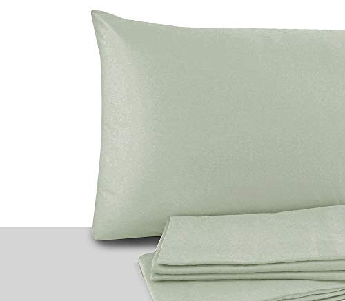 Giovanni Dolcinotti - Lot de 2 taies d'oreiller pour lit Double et Simple, 40 x 60 cm, 100% Coton, fabriqué en Italie, Couleur Bambou