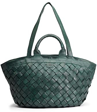 Biba Tasche für Damen aus echtem Leder, Schultertasche Heritage Lewisburg LEI1L, Kurzer und langer Griff, Reißverschluss, Echtes Rindsleder, Grüne Farbe