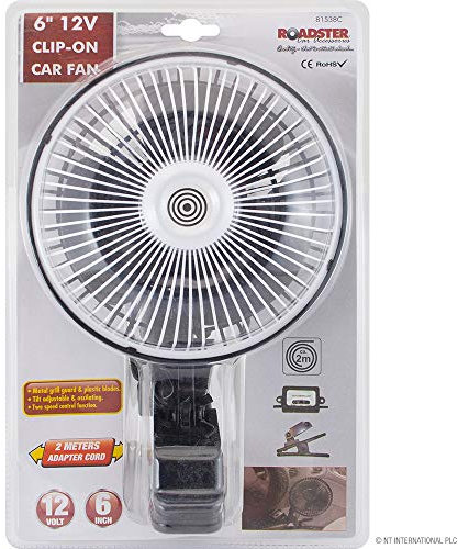 BARGAINGALORE 6 12V CLIP ON CAR OSCILLATING FAN 2M CABLE SPEED CONTROLLER TRUCK VAN COOLING
