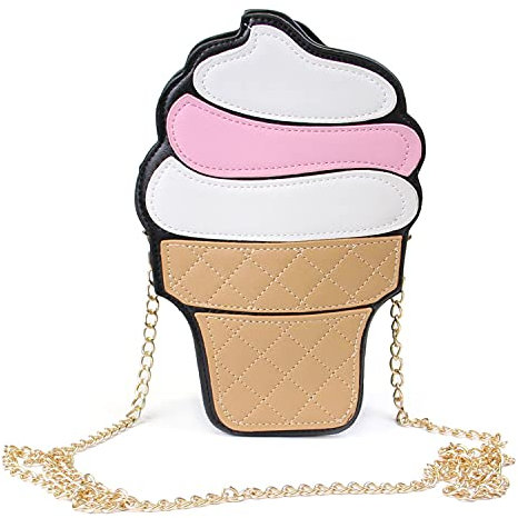 Syrads Girls Mini Umhängetasche Handtaschen PU Leder Geldbörse Cupcake Ice Cream Box Brieftasche,Eiscreme