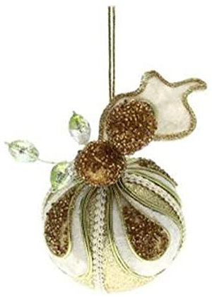 Ingrocart 4 dekorative Weihnachtskugeln Ø8 cm - Farbe Gold/Creme - Weihnachtsdekoration