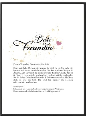Manufaktur Liebevoll Poster - Kunstdruck mit Definition und Worterklärung der Wortkombination Beste Freundin - Geschenk für die beste Freundin