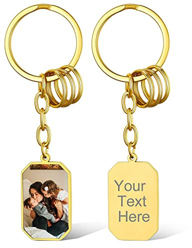 Porte Clef Plaque avec Photo Gravé Porte-clés Prénom Personnalisable Voiture Moto Femme Homme