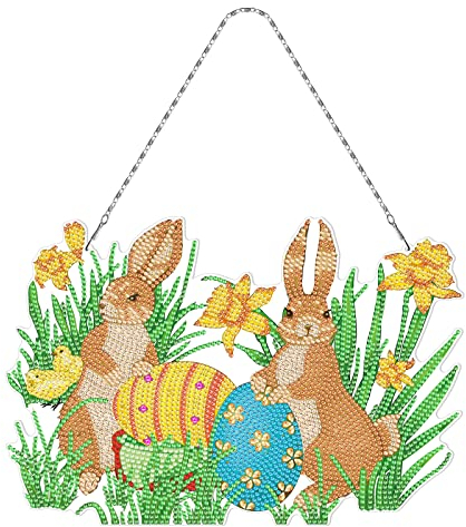 peiyee Diamond painting ostern 5D Diamond Painting Ornamente, Handwerk Applique Mosaik Hase Ostereier Strass Kristall Dekoration Geschenk