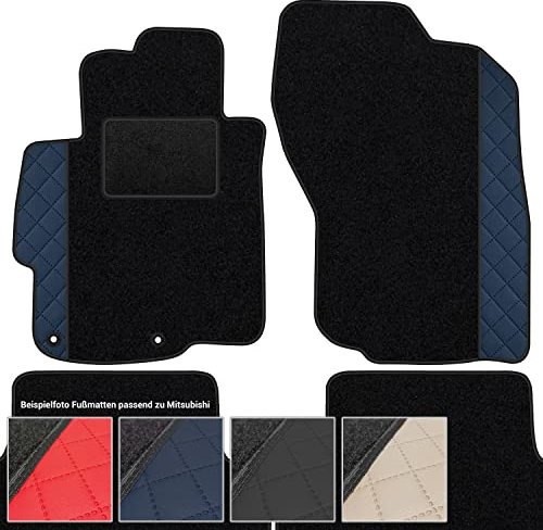 moto-MOLTICO Fußmatten Auto Velours Autoteppiche Schwarz Automatten Set 4-teilig - Auffälliges Design - passend für Mitsubishi Outlander III 2012-2022 (Blaues Muster)
