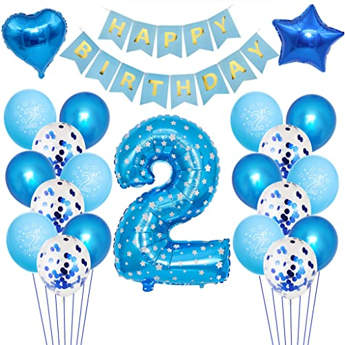 Blau 2. Geburtstag Dekoration für Jungen - Luftballons und Zubehör für Kindergeburtstag
