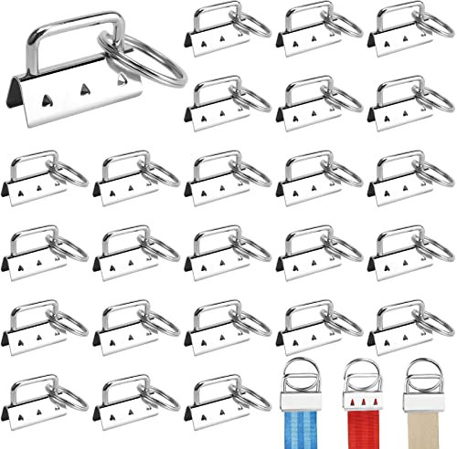30Pcs Matériel de Porte Clé, 32 mm Porte Clés Matériel avec Bracelet pour Faire des Bracelets/Ceintures/Bangles, Pince Porte Clé Bracelet avec Anneau, Clip de Queue Porte-clé, Key Fob Hardware(Argent)