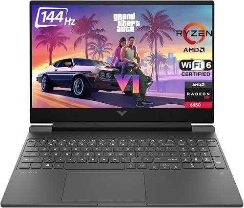 HP Victus 15 Gaming Laptop, 15.6 FHD 144Hz IPS (AMD Ryzen 5 7535HS, 16GB DDR5 RAM, 512GB PCle SSD, Radeon RX 6550M 4GB (Beat RTX3050)) Backlit KB, Wi-Fi 6, Webcam, Ethernet, Win 11 Home
