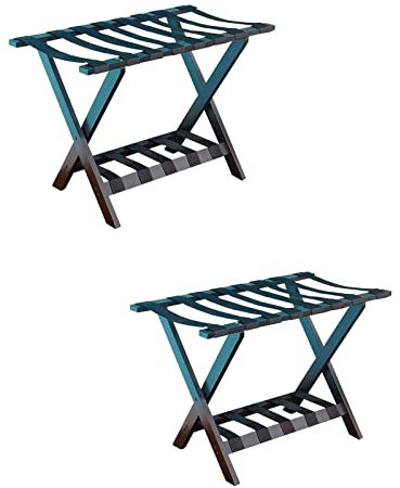 Générique Porte-bagages 2pcs support de valise pliable, tabouret de valise, stockage de valise d'hôtel, porte-valise avec étagère de rangement, pour hôtel/chambre/chambre d'amis (Couleur : Noir)