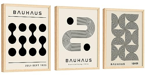 EXCOOL CLUB Bauhaus Poster – Mitte Jahrhundert Moderne Wanddekoration, abstrakte geometrische Wandkunst, Bauhaus abstrakte Wanddrucke, Boho abstrakte Bilder für Schlafzimmer (20.3x25.4 cm, ungerahmt)
