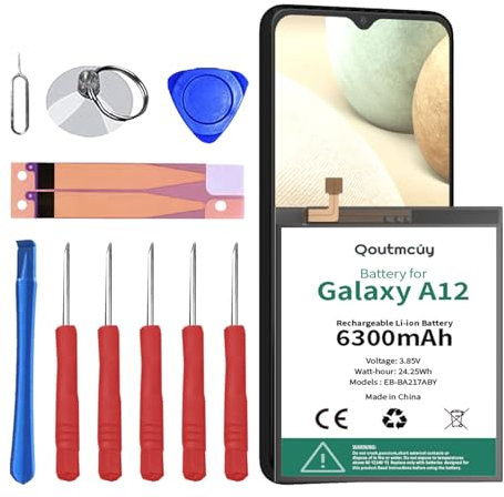 Akku für Samsung Galaxy A12,Galaxy A21s (A217F),6300mAh Ersatz-Akku für Galaxy A12s (A127F), A13 4G (A135F), M12 (M127F), A04s (A047F), A02 (A022F) hohe Kapazität mit Demontage Kit enthalten
