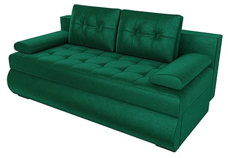 BROMARKT Schlafsofa Gandia - Sofa mit Schlaffunktion und Bettkasten, Bettsofa, Couchgarnitur, Couch, Sofagarnitur, Bett (h85 x t99 x b200 cm, Kronos 19 Grün)