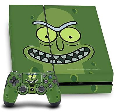 Head Case Designs Offizielle Rick and Morty Essiggurke Rick Grafiken Vinyl Haut Gaming Aufkleber Abziehbild Abdeckung kompatibel mit Sony PlayStation 4 PS4 Console and DualShock 4 Controller Bundle