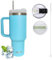STARLA Mug Isotherme avec paille et poignée, 1,2l grand, 2 couvercles, tasse isotherme étanche, tasse à café à emporter, tasse à eau, tasse à boisson, tasse de voyage, tasse à boire (Baby Blue)