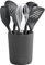 Zyliss 7 Piece Kitchen Utensil Set, Sustainable Wheat Straw, Includes Ladle, Turner, Spatula, Spoon, Whisk, Skimmer and Holder, Non-Stick, Beluga Grey