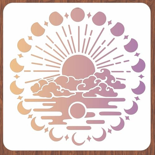 INFUNLY Pochoir réutilisable en forme de nuage et de soleil pour peinture sur bois - Pochoirs flexibles - Grand pochoir mural pour peinture et bricolage - Modèles d'art pour toile, travaux manuels,