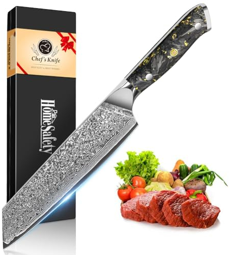 Coltello Kiritsuke Damasco, Coltello Damasco Coltello da Chef Professionale I Lama Extra Affilata da 19cm, 67 Strati Di Acciaio Damasco VG-10 I Coltello da Verdura in Damasco, Confezione Regalo