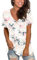 MOLERANI Hauts à Manches Courtes pour Femmes Chemises à col en V d'été T-Shirts Doux et Confortables Fleurs De Bohême Floral Blanc Rose S